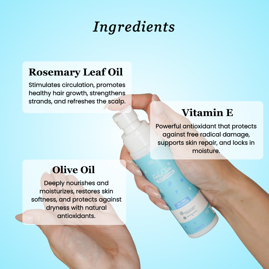 Oil Free Brightening Facewash - Organic Olive Oil & Rosemary