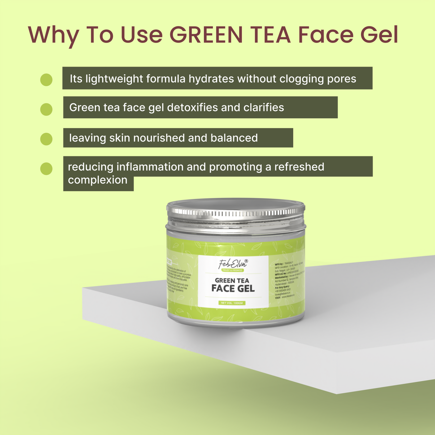 GREEN TEA FACE GEL | 180GM