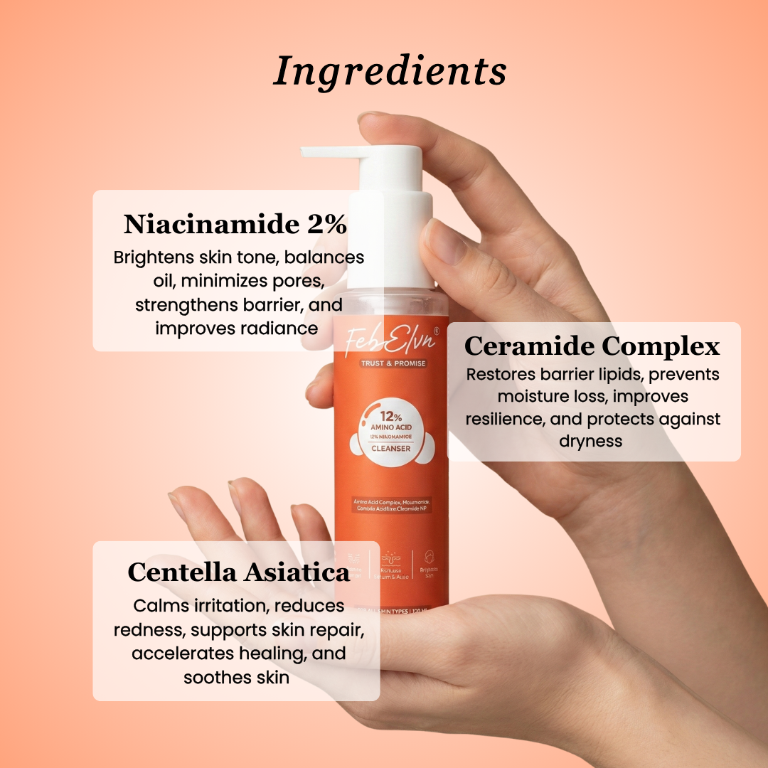 12% Amino Acid + 2% Niacinamide Gentle Face Cleanser | Hydrating Ceramide Face Wash-100ML