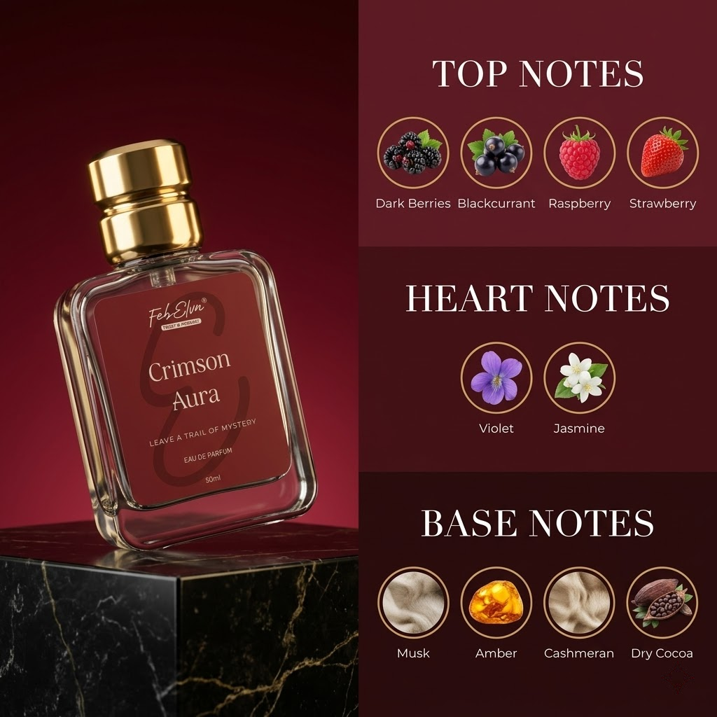 FEBELVN CRIMSON AURA | Eau de Parfum (EDP 20%) | 50 ml | Long Lasting Premium Perfume