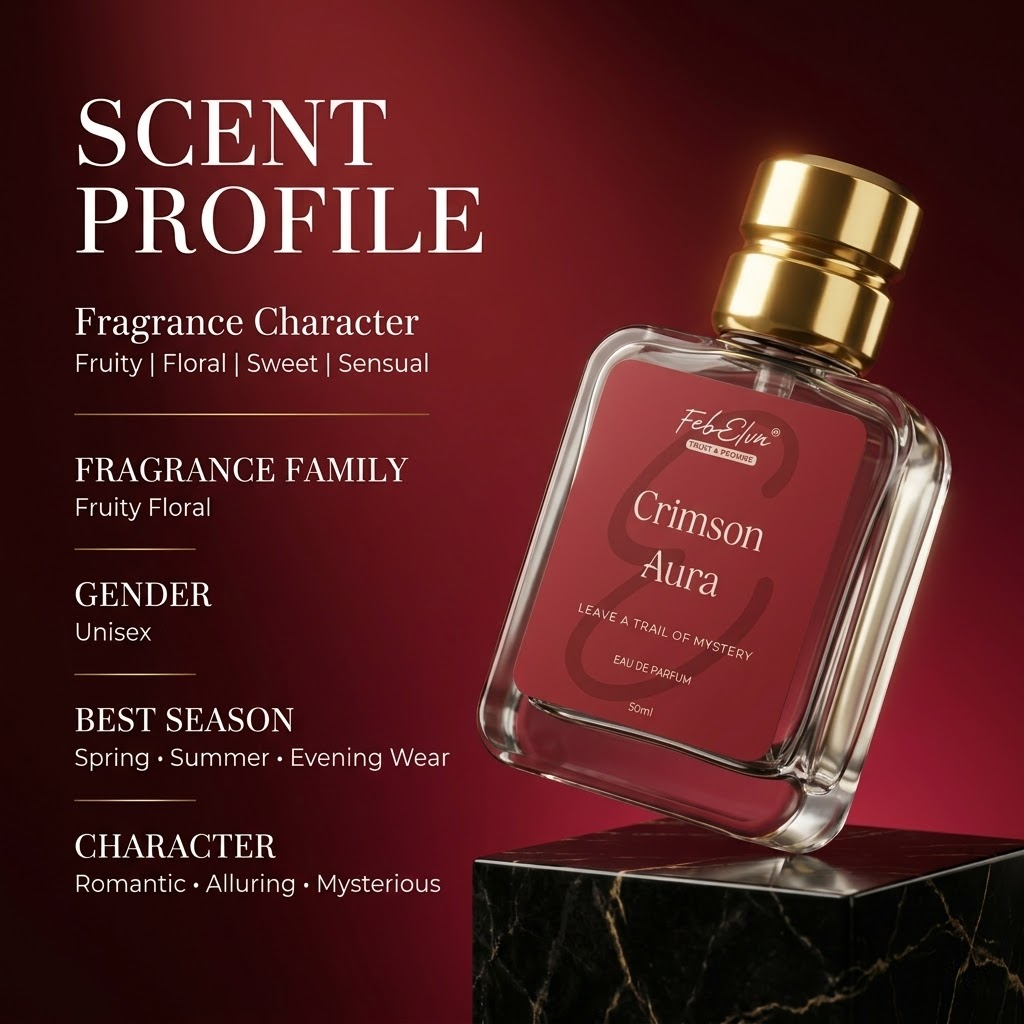 FEBELVN CRIMSON AURA | Eau de Parfum (EDP 20%) | 50 ml | Long Lasting Premium Perfume