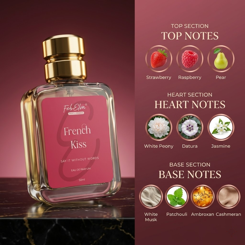 FEBELVN FRENCH KISS | Eau de Parfum (EDP 20%) | 50 ml | Long Lasting Premium Perfume