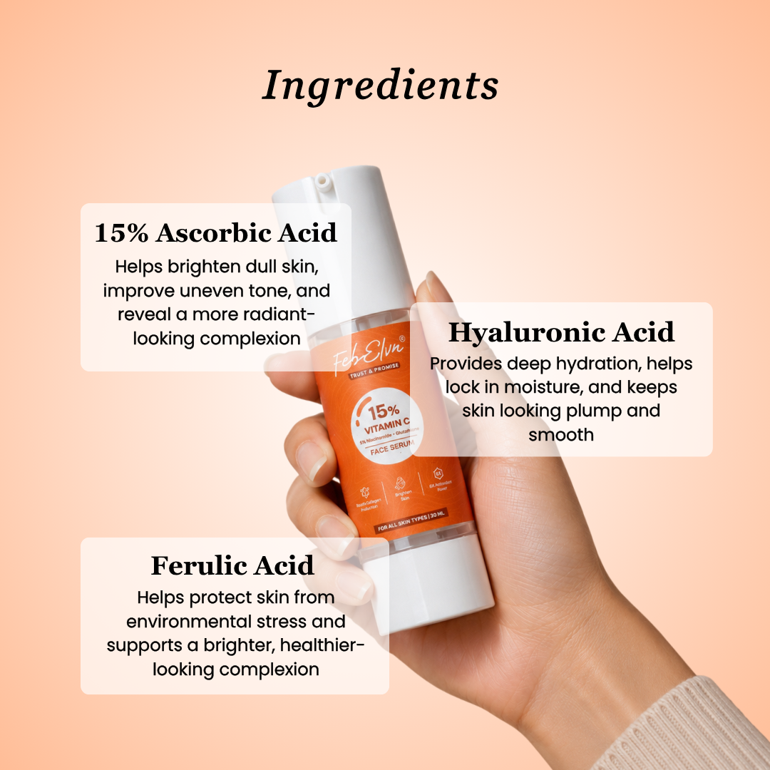 15% Vitamin C + Antioxidant Face Serum For Brightening, Dark Spots & Glow