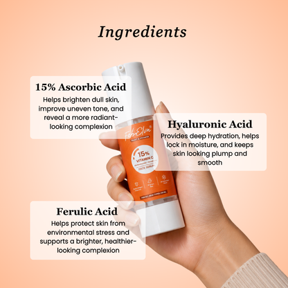 15% Vitamin C + Antioxidant Face Serum For Brightening, Dark Spots & Glow