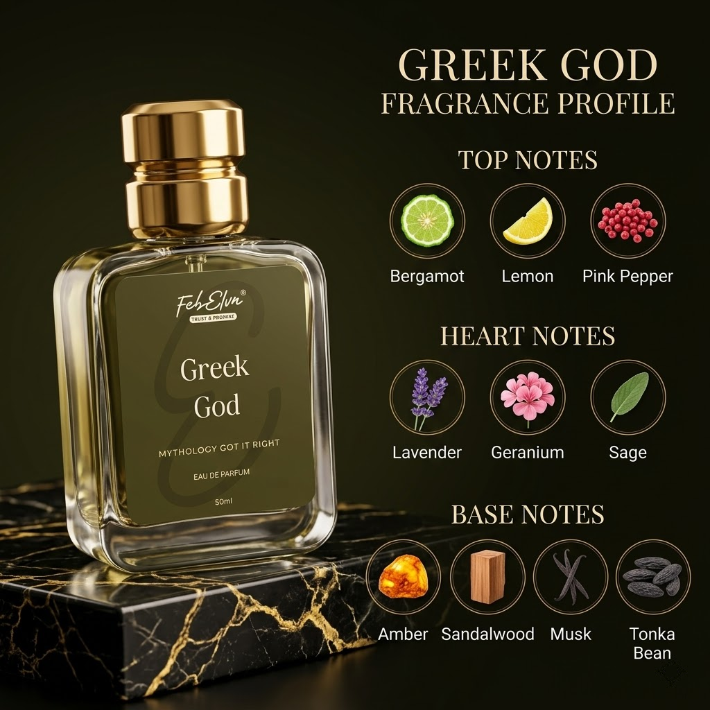 FEBELVN GREEK GOD | Eau de Parfum (EDP 20%) | 50 ml | Long Lasting Premium Perfume