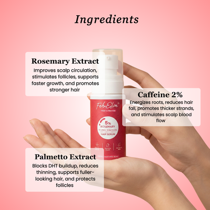 5% Rosemary Hair Growth Serum with 2% Caffeine | Anti Hair Fall & Scalp Strengthening Serum – 50ml