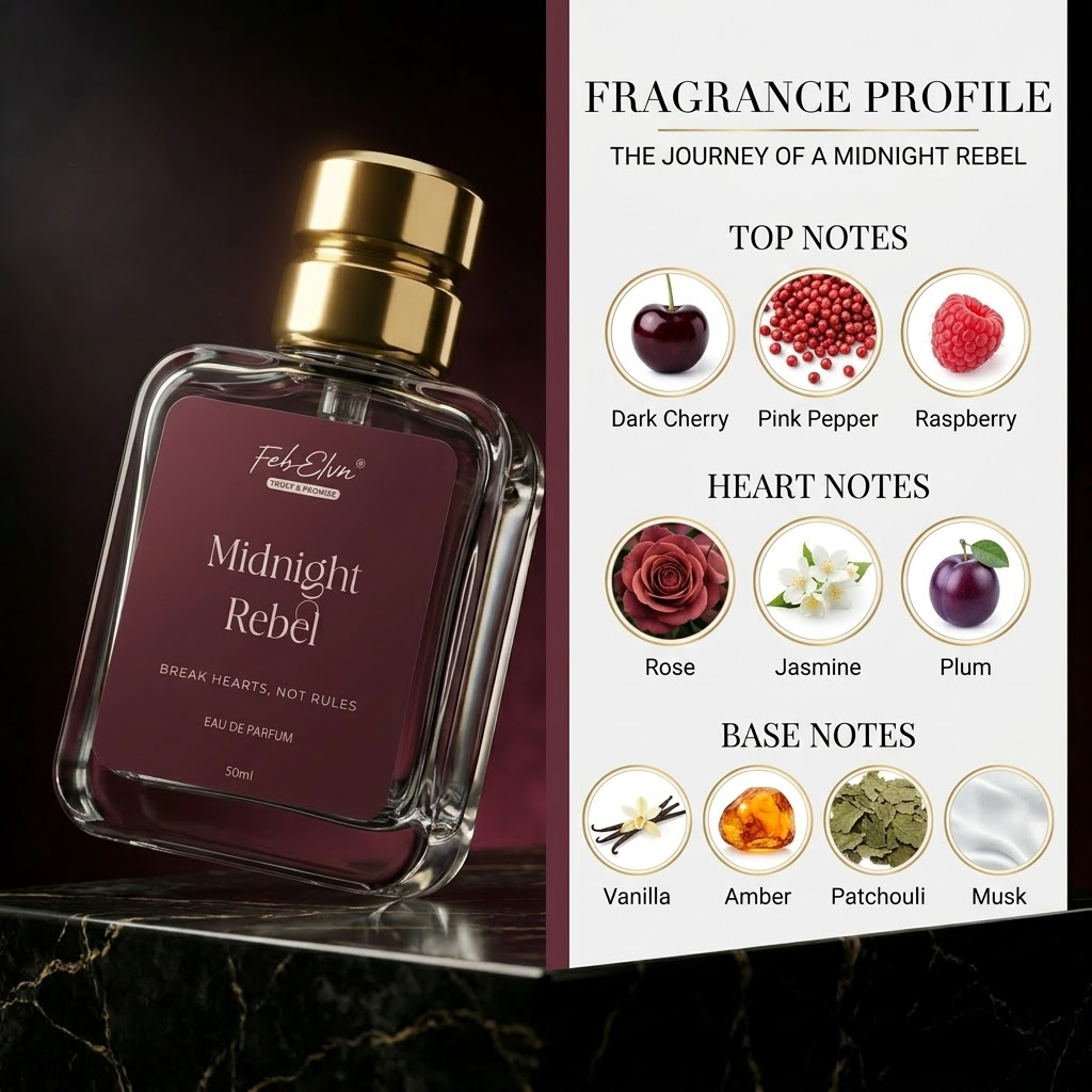 FEBELVN MIDNIGHT REBEL | Eau de Parfum (EDP 20%) | 50 ml | Long Lasting Premium Perfume
