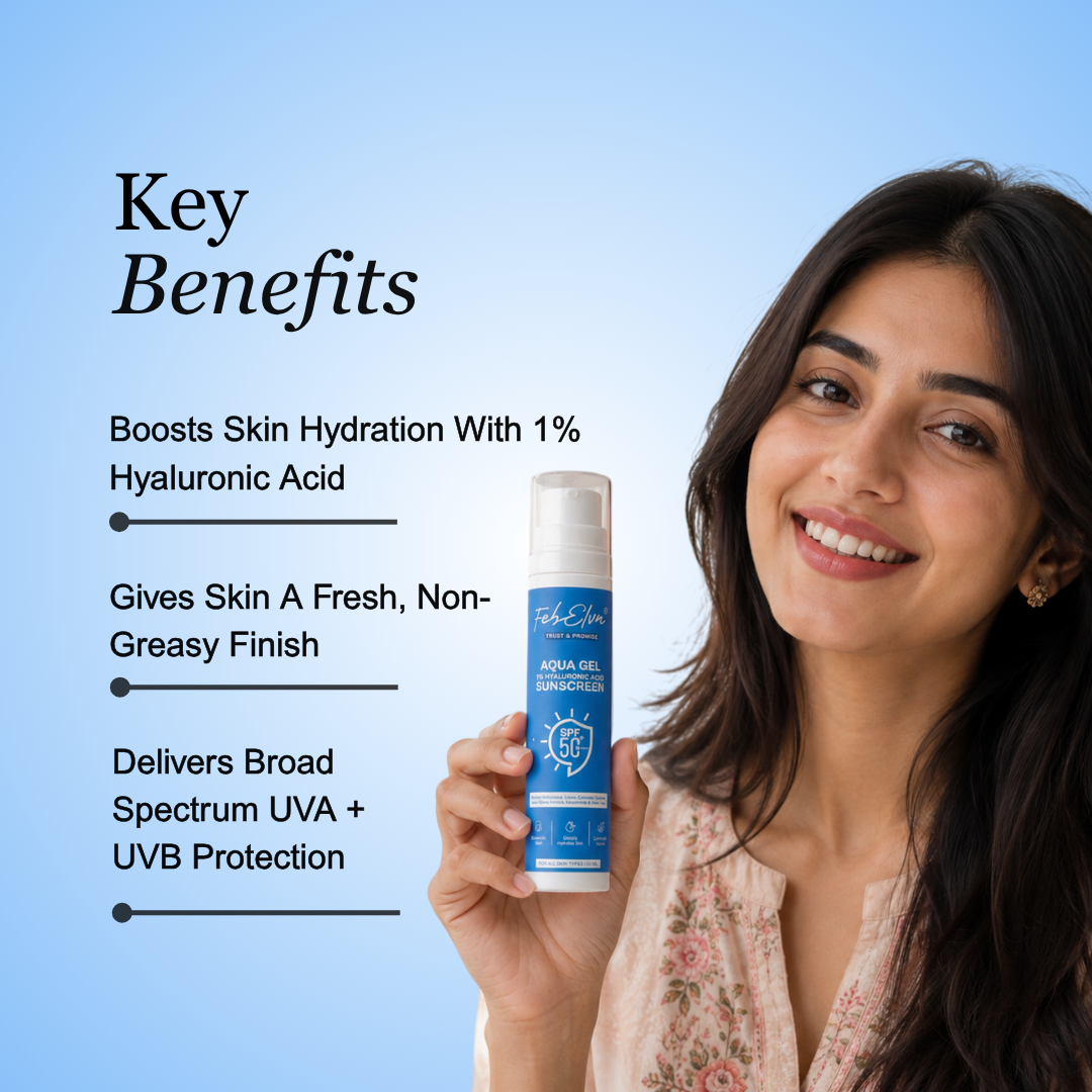 Aqua Gel Sunscreen SPF 50+ PA++++ with 1% Hyaluronic Acid | Lightweight Hydration & Sun Protection
